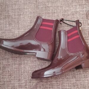 Glossy Maroon Chelsea Rain Boots